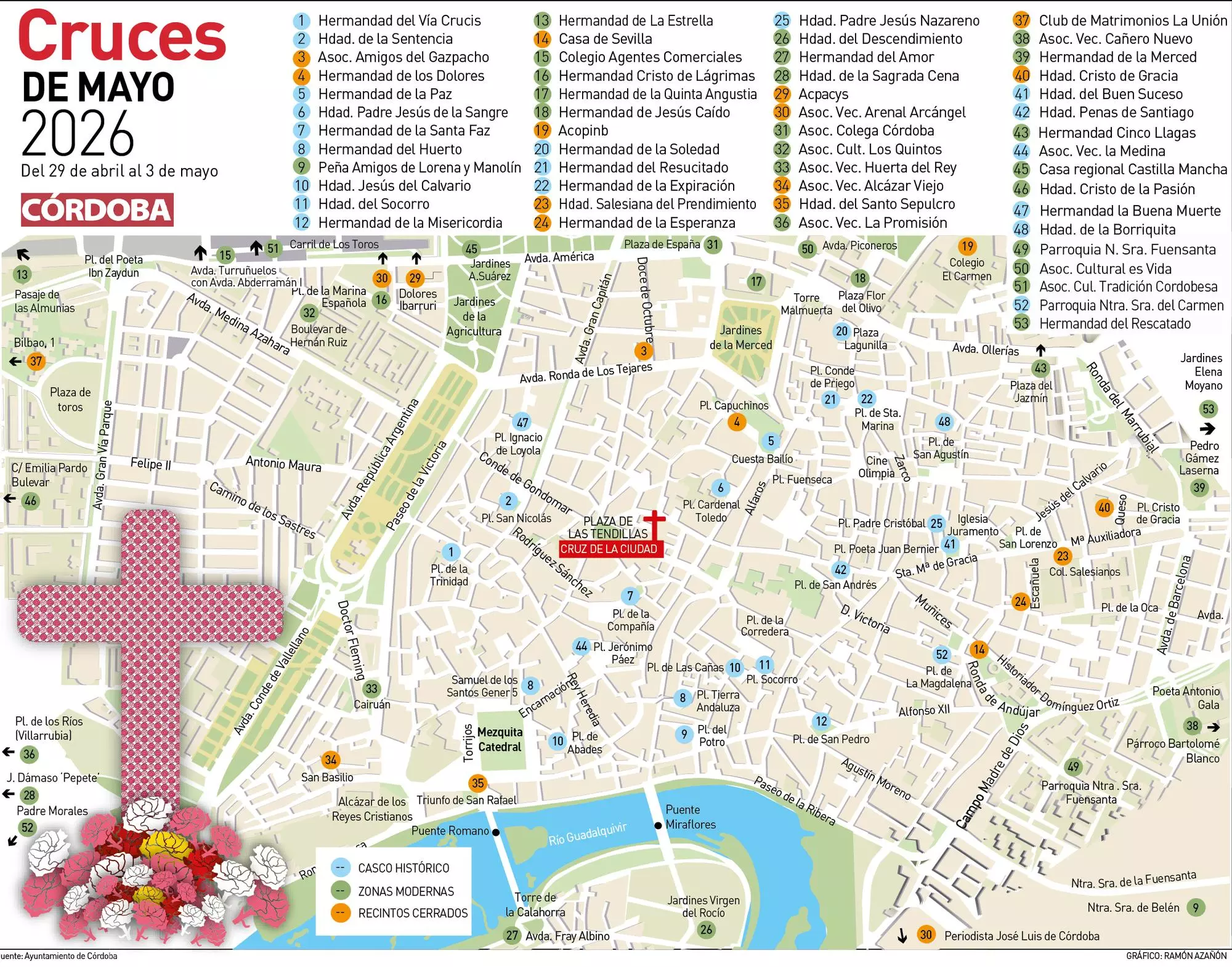 Mapa Cruces de Mayo 2026 Córdoba
